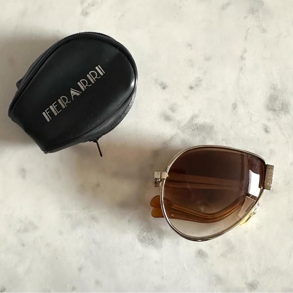 Ferrari foldable Brown Sunglasses with Case- aviators 70s